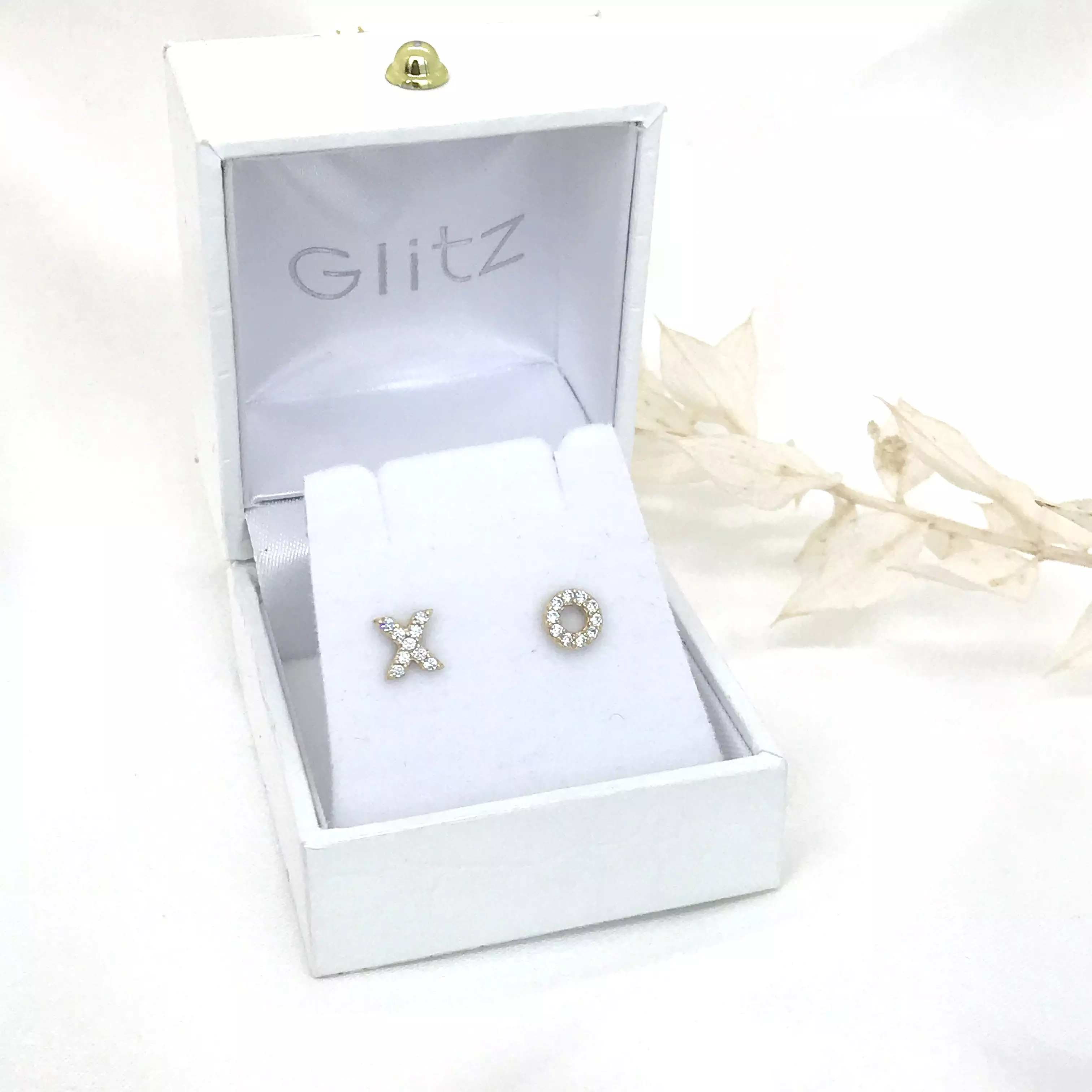 10k Gold X.O. Stud Earrings with CZ