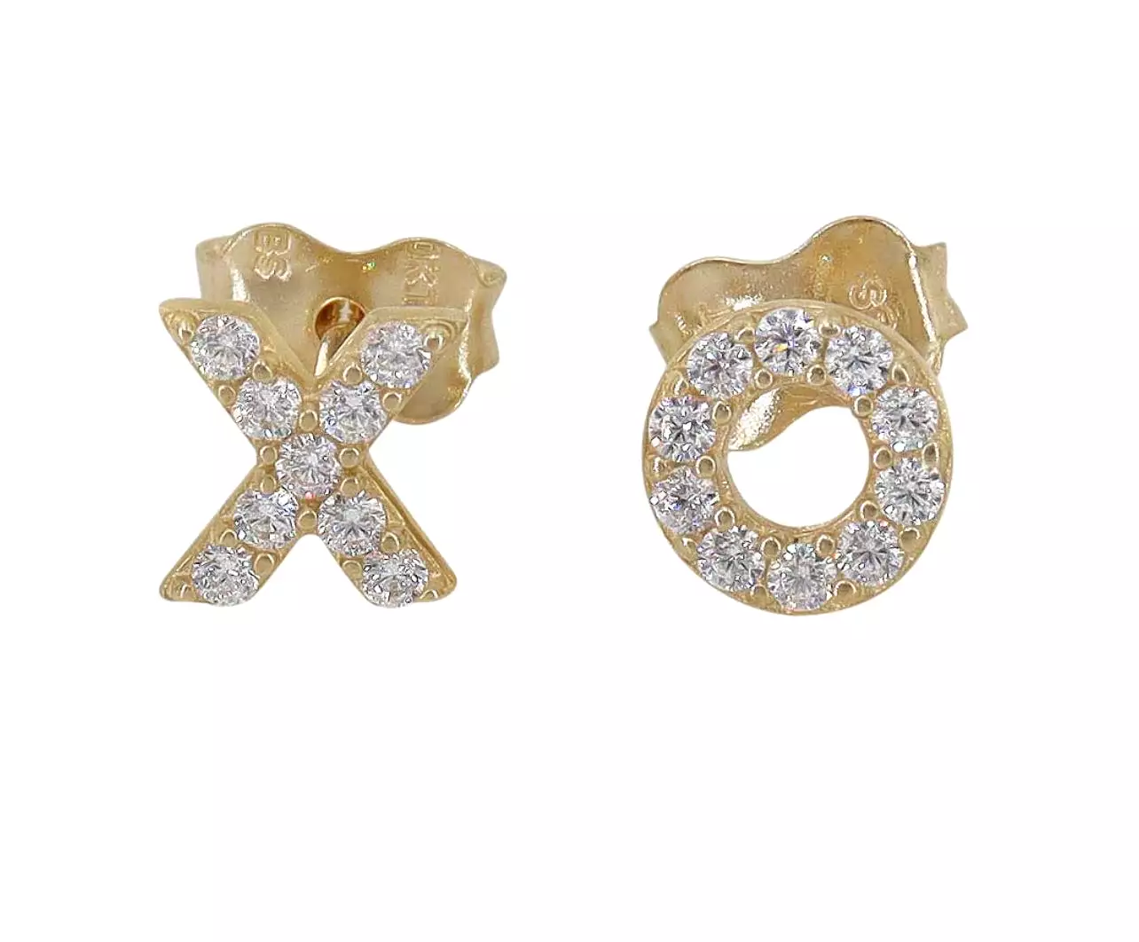 10k Gold X.O. Stud Earrings with CZ