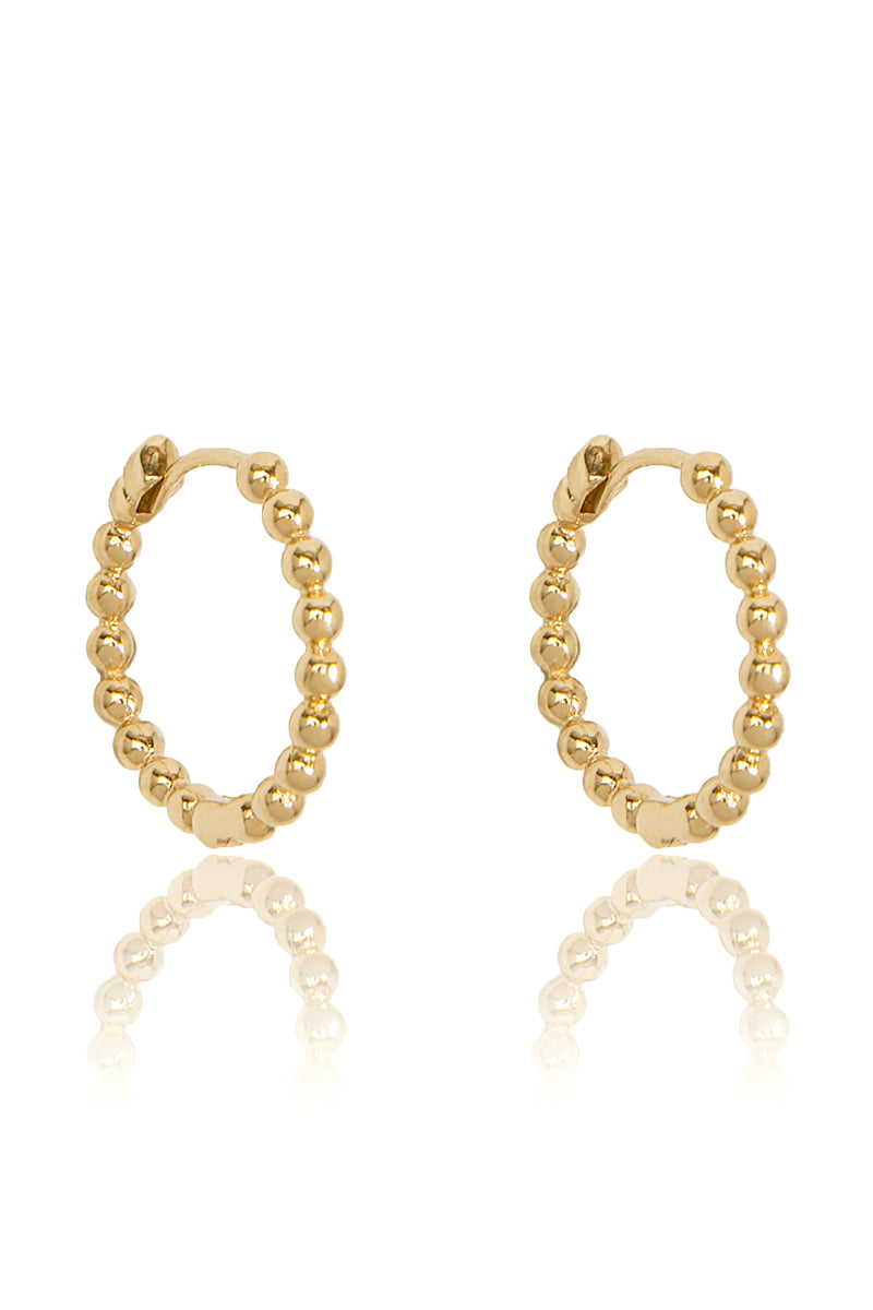 14k Gold Small Bead Hoops