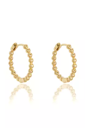 14k Gold Small Bead Hoops