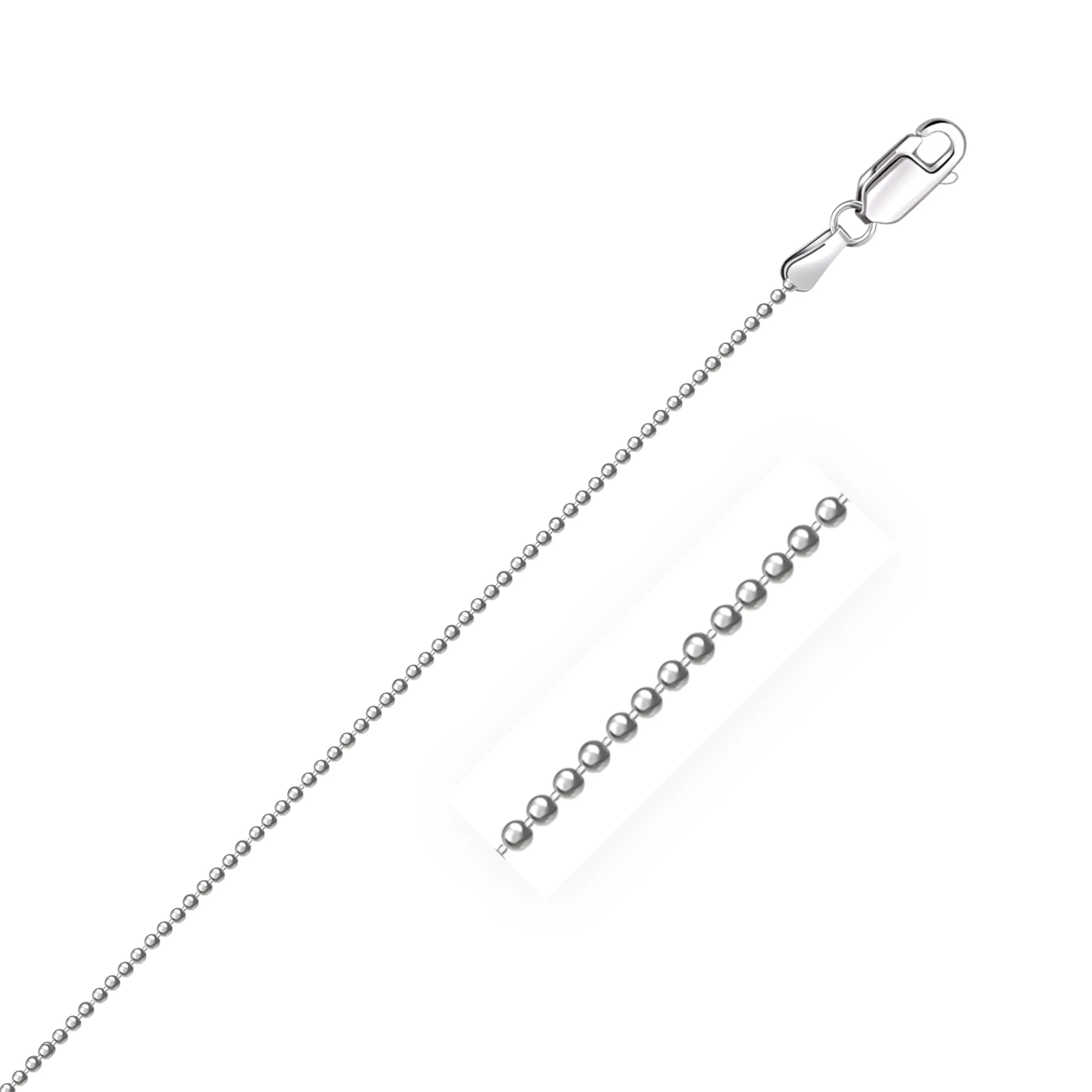 14k White Gold Diamond-Cut Bead Chain 1.2mm-rx27427-18