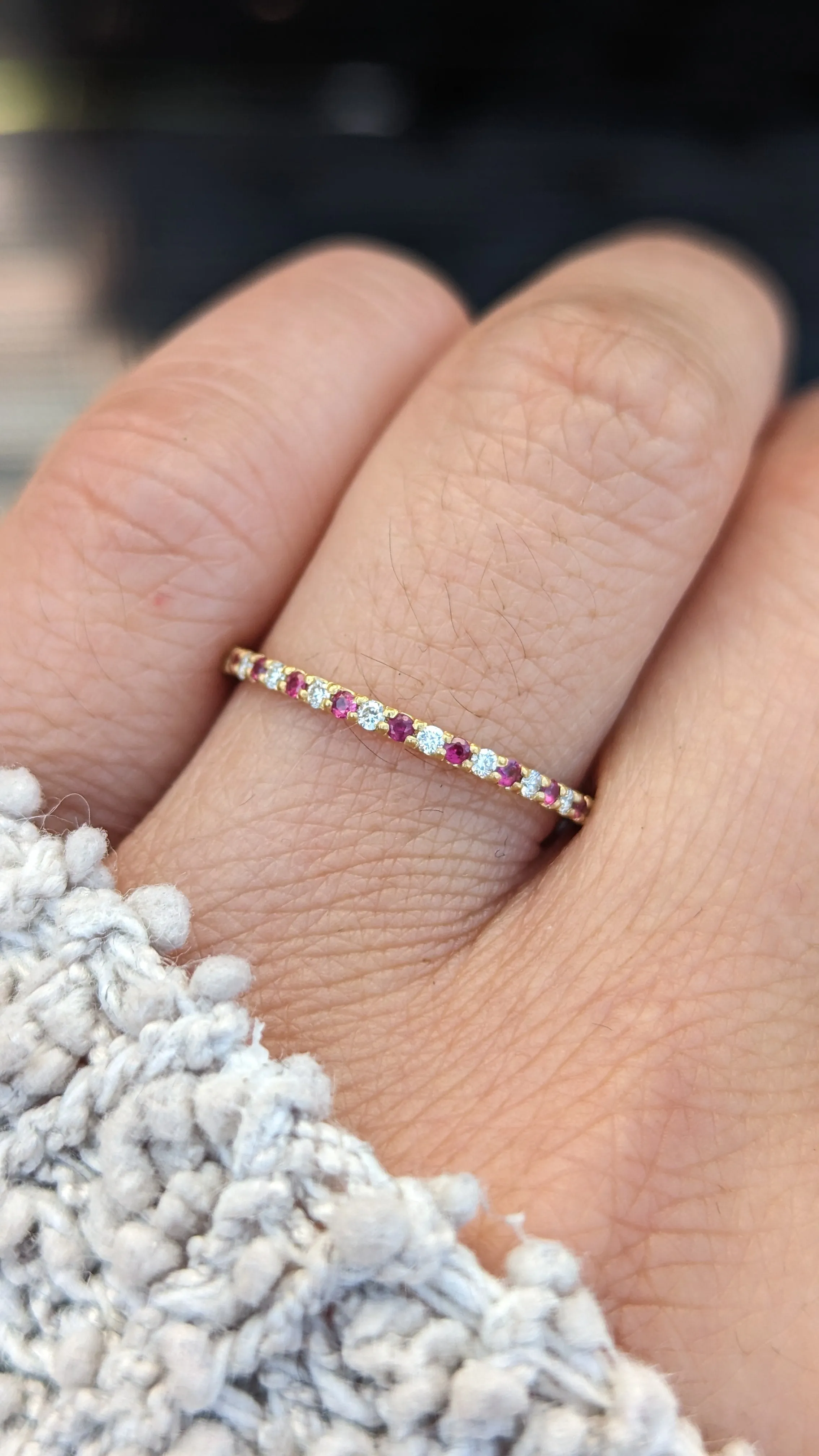 14k Yellow Gold Diamond and Ruby Band