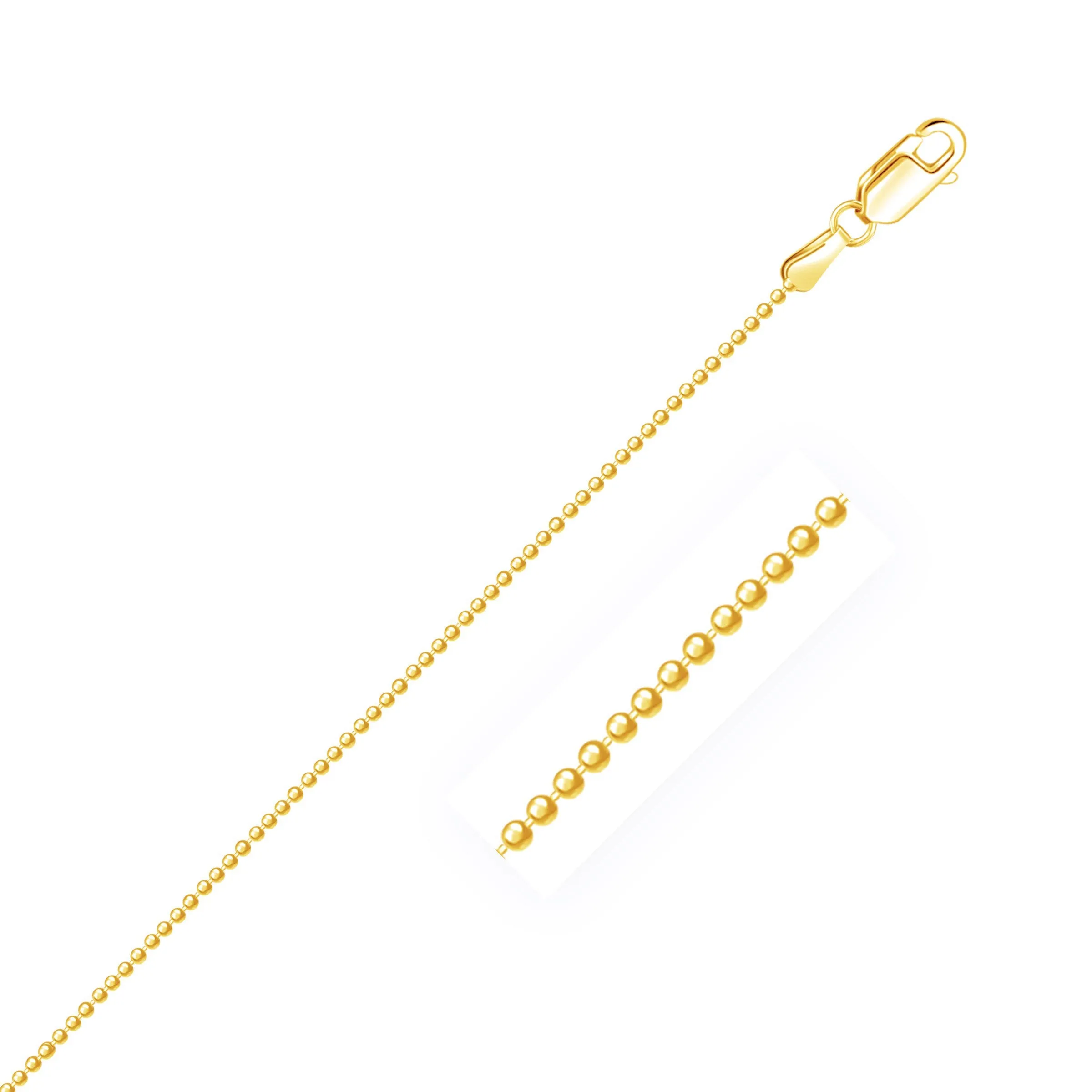 14k Yellow Gold Diamond-Cut Bead Chain 1.2mm-rx31696-18