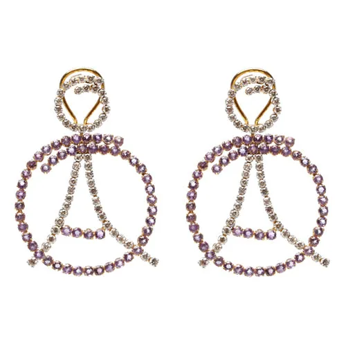 18k Gold White Diamond and Amethyst Paris Earring