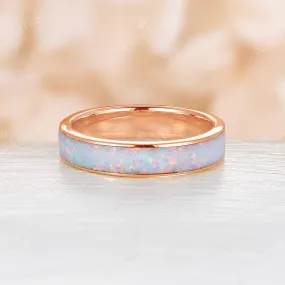 4mm Vintage Lab Opal Rose Gold Full Eternity Wedding Band