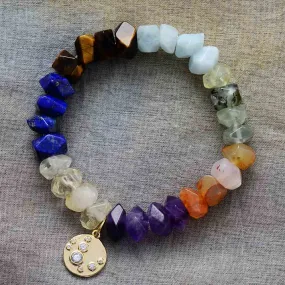 7 Chakra Irregular Natural Stone Bead Bracelet