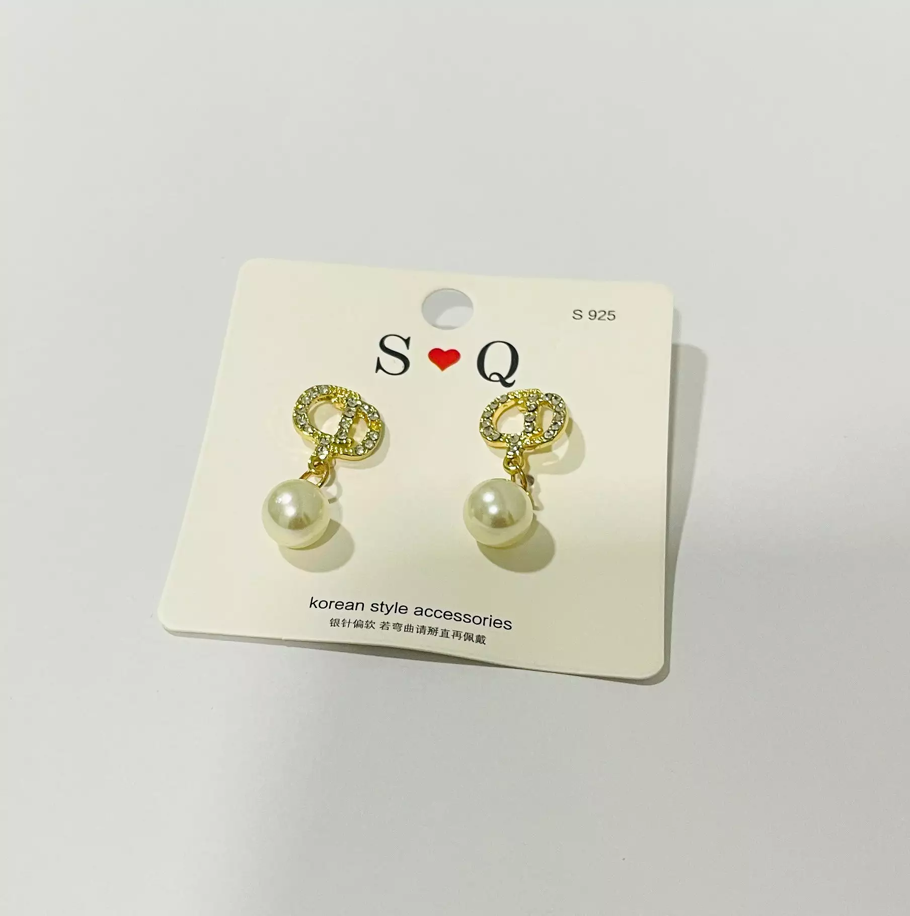 Alphabet Earrings Women's Luxury Gold Color Pearl Stud Earrings S2466965