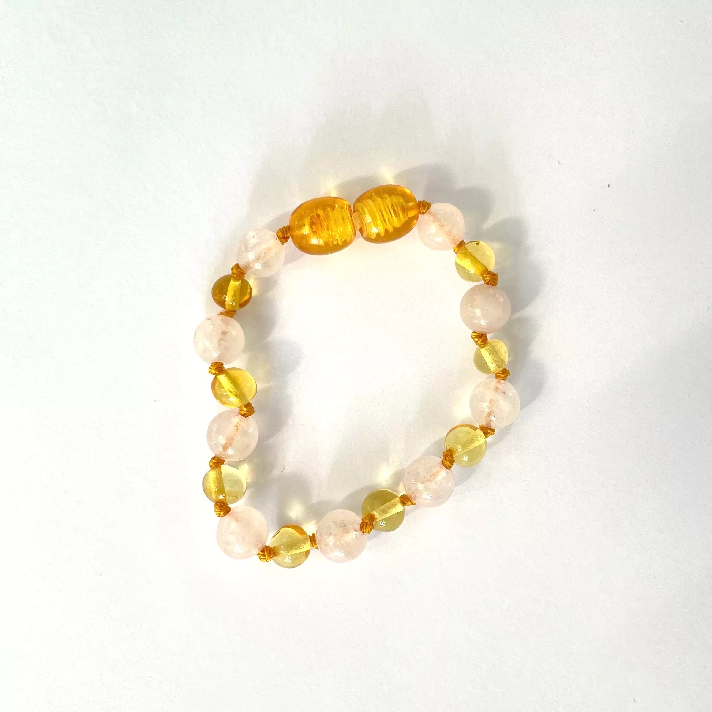 Amber Baby Bracelet - Amber & Rose Quartz