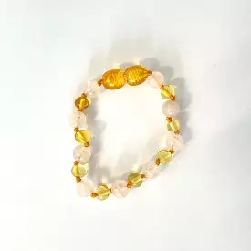 Amber Baby Bracelet - Amber & Rose Quartz