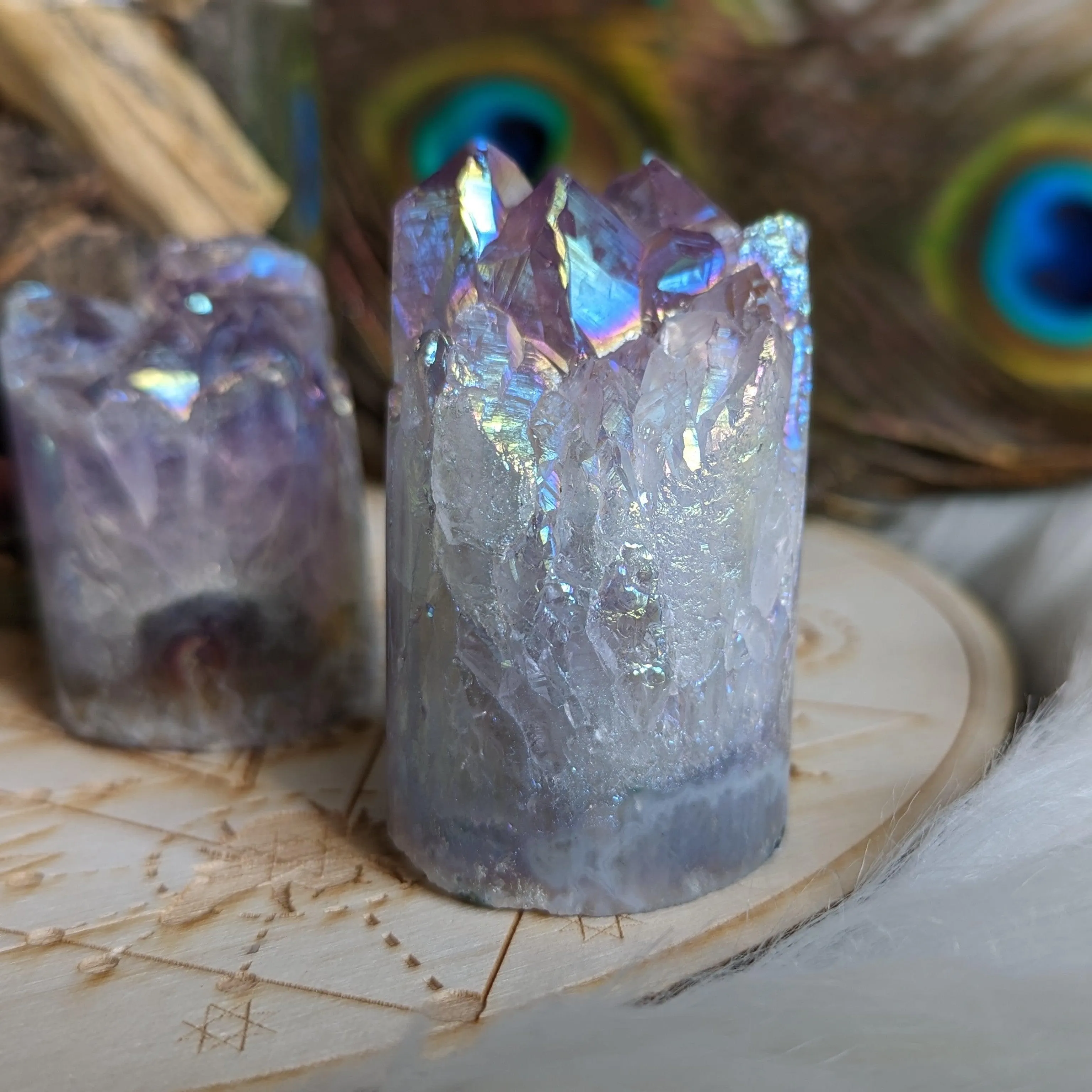 Angel Aura Infused Amethyst Cylinder Geode Carving #4