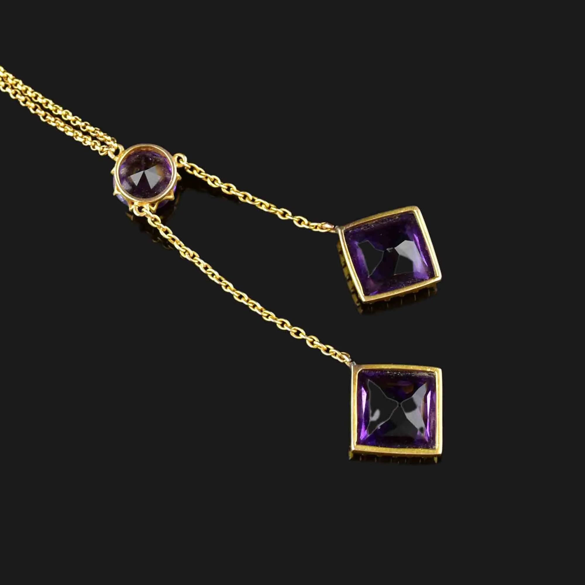 Antique 14K Gold Amethyst Negligee Necklace