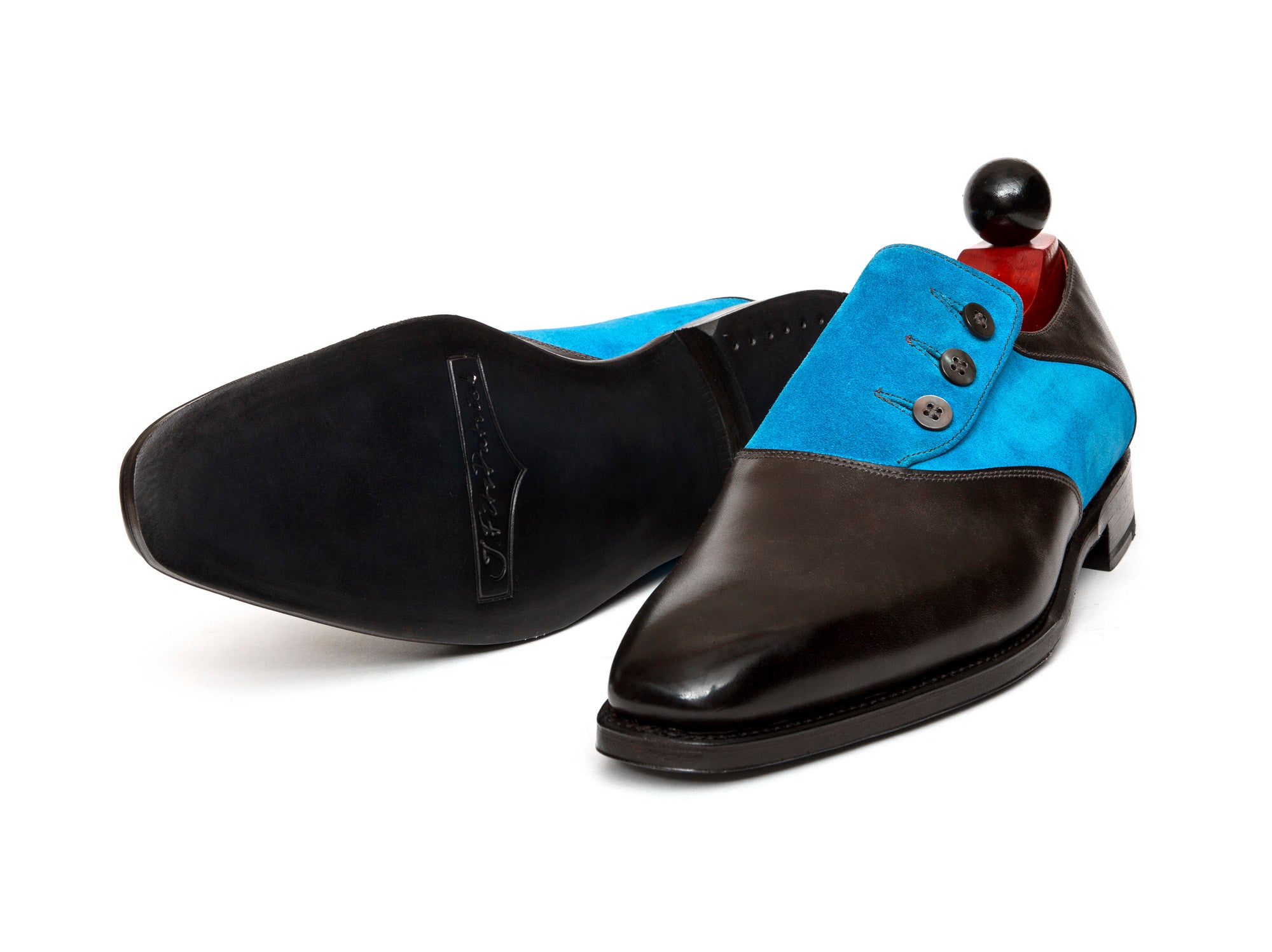 Aurora - MTO - Grey Museum Calf / Turquoise Suede - LPB Last - Single Leather Sole