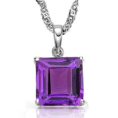 AWESOME 0.5 CARAT TW (1 PCS) AMETHYST 10K SOLID WHITE GOLD PENDANT