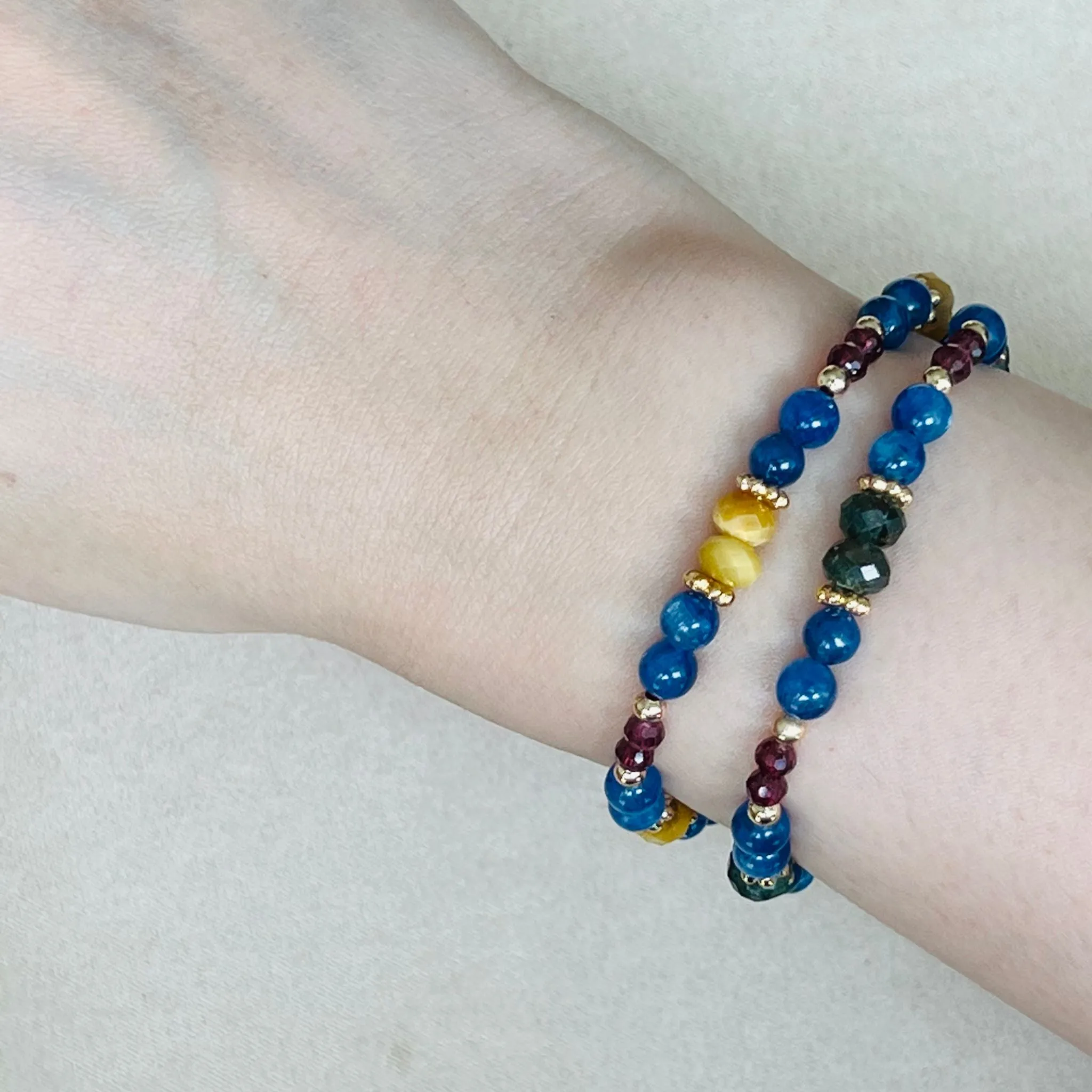 Baby Kyanite, Apatite & Garnet Bracelet