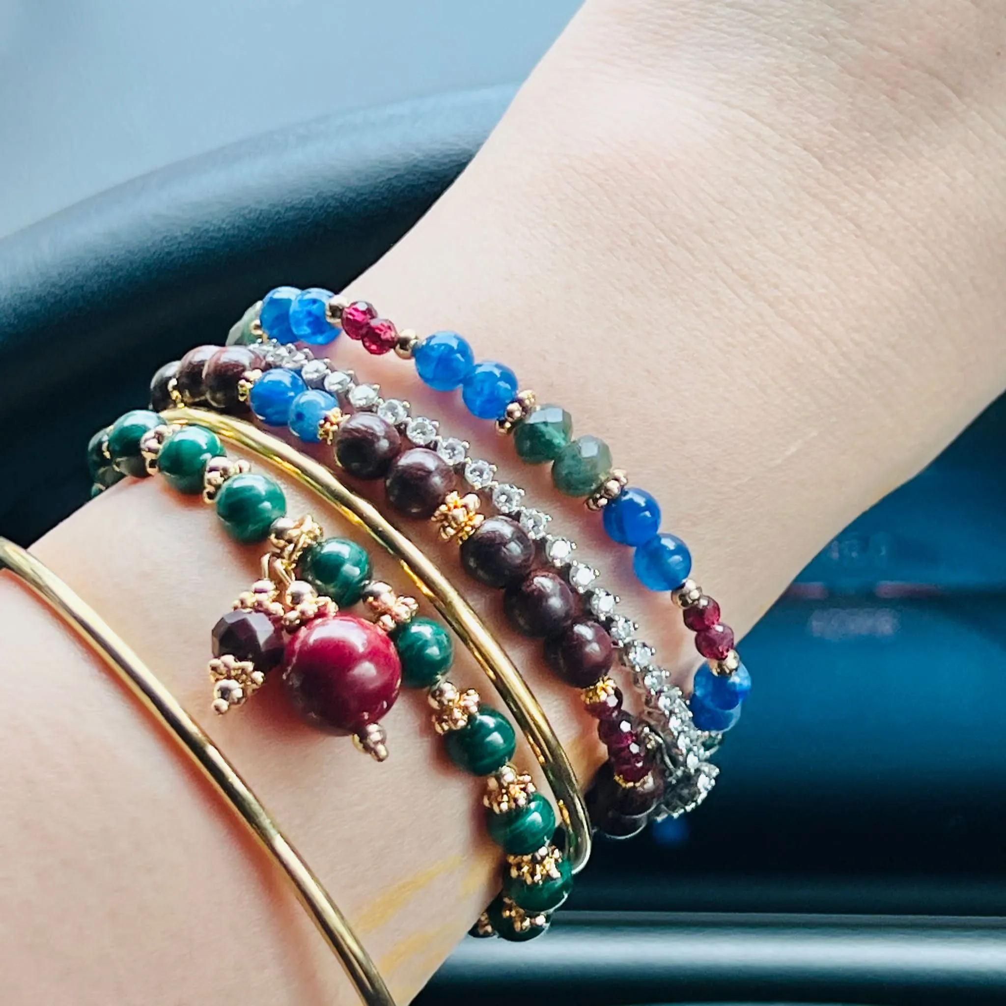 Baby Kyanite, Apatite & Garnet Bracelet