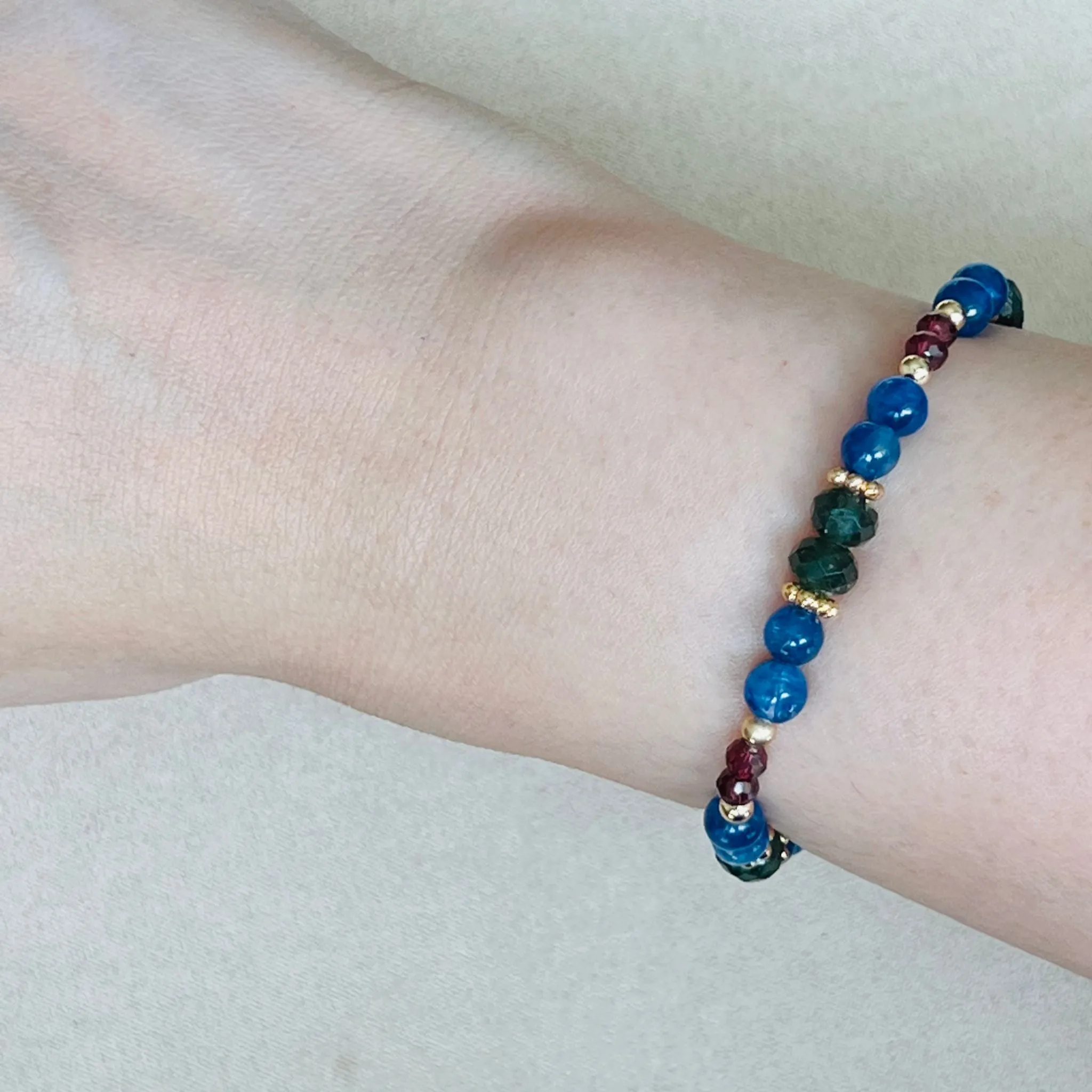 Baby Kyanite, Apatite & Garnet Bracelet