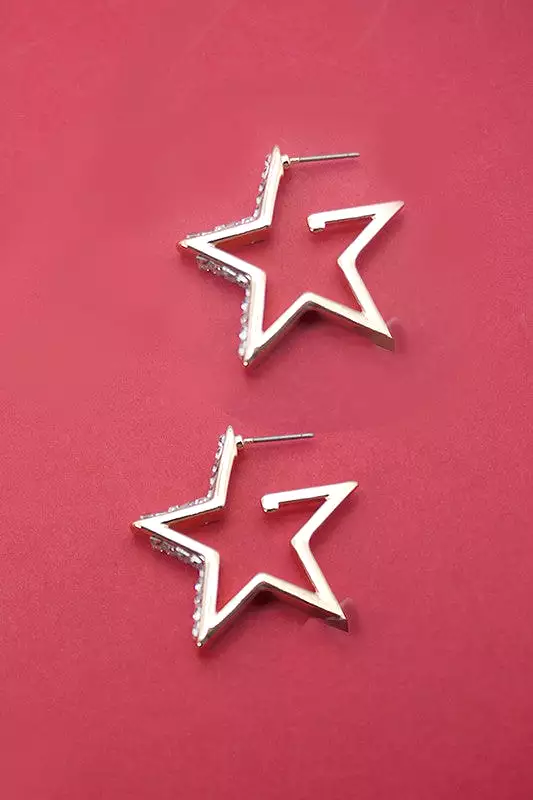 Baguette Star Hoop Earrings