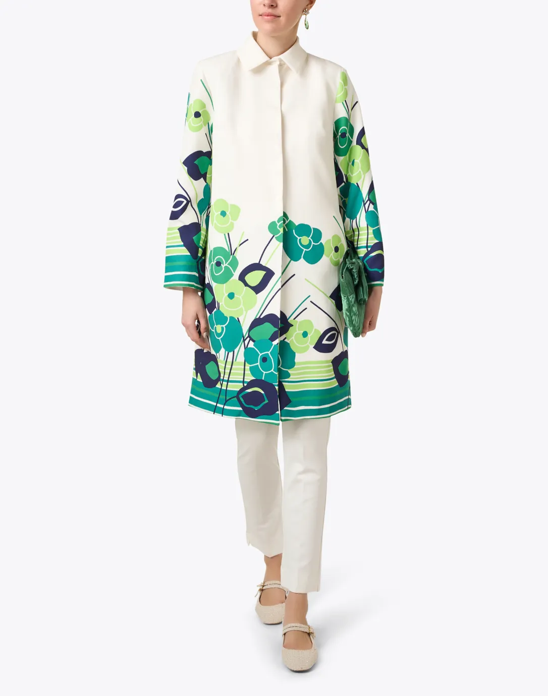 Balmacaan Green Multi Floral Coat