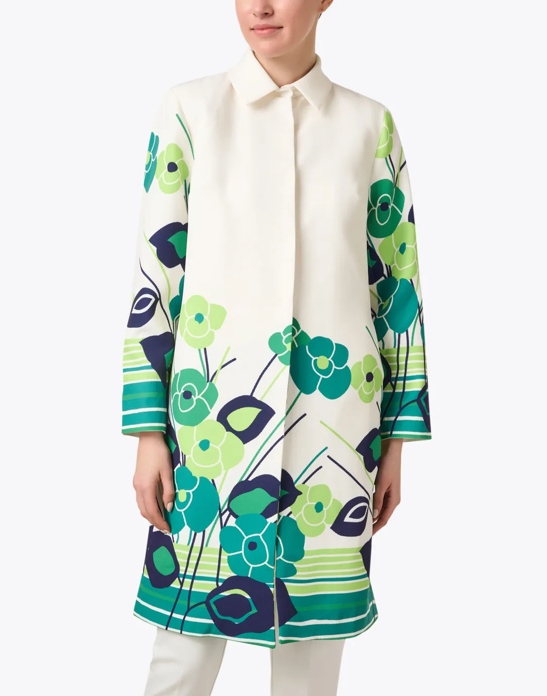 Balmacaan Green Multi Floral Coat