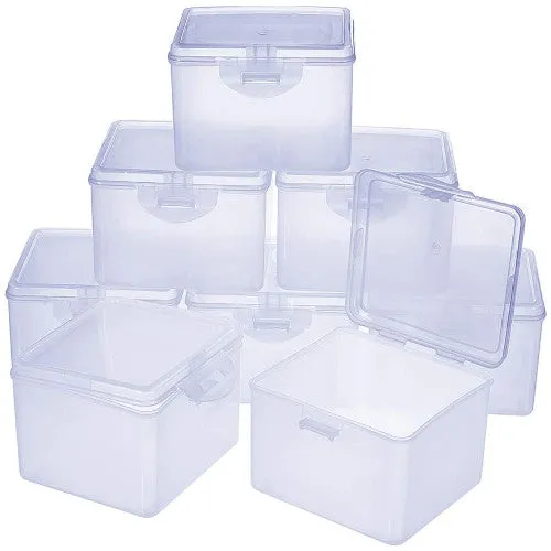 Bead Storage Containers, Plastic, Storage Container Box, Rectangle, With Hinged Lid, 9.6x10cm