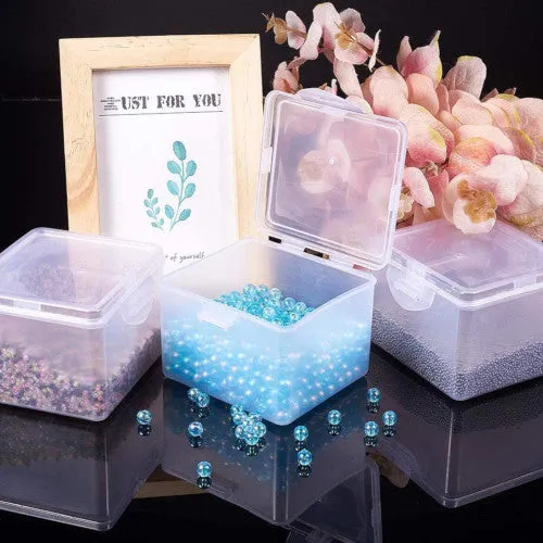 Bead Storage Containers, Plastic, Storage Container Box, Rectangle, With Hinged Lid, 9.6x10cm