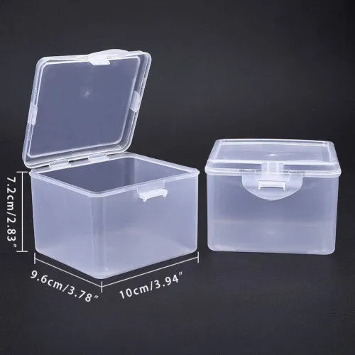 Bead Storage Containers, Plastic, Storage Container Box, Rectangle, With Hinged Lid, 9.6x10cm