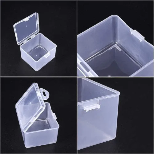 Bead Storage Containers, Plastic, Storage Container Box, Rectangle, With Hinged Lid, 9.6x10cm