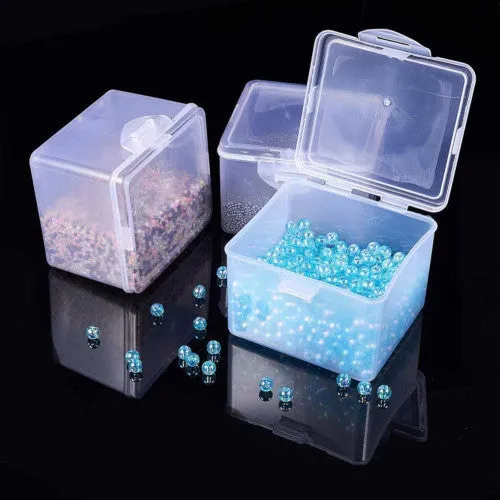 Bead Storage Containers, Plastic, Storage Container Box, Rectangle, With Hinged Lid, 9.6x10cm