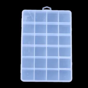 Bead Storage Containers, Plastic Storage Organizer, 24 Compartments, With Adjustable Dividers, Rectangle, Clear, 19cm