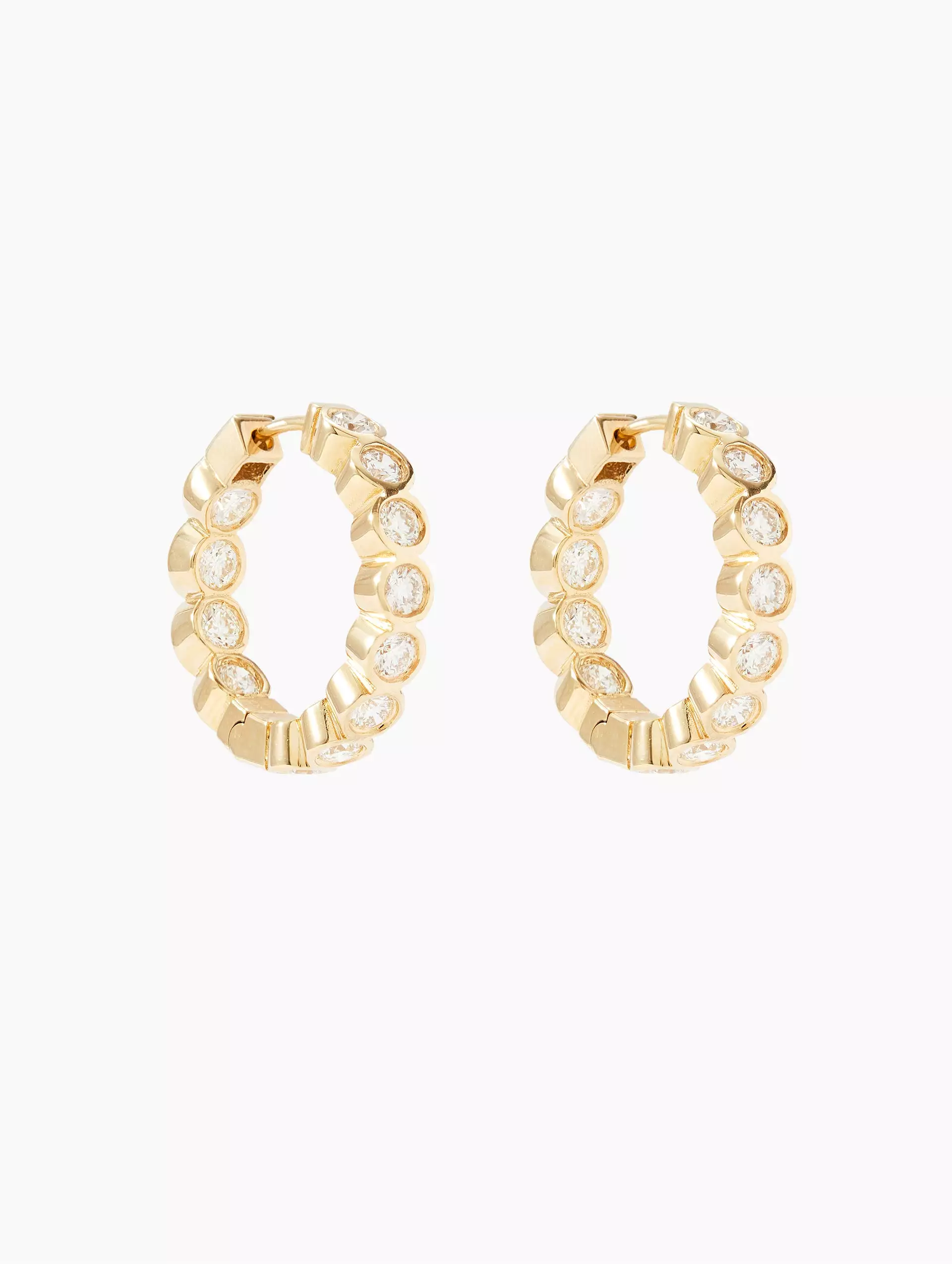 Bezel Diamond Hoops