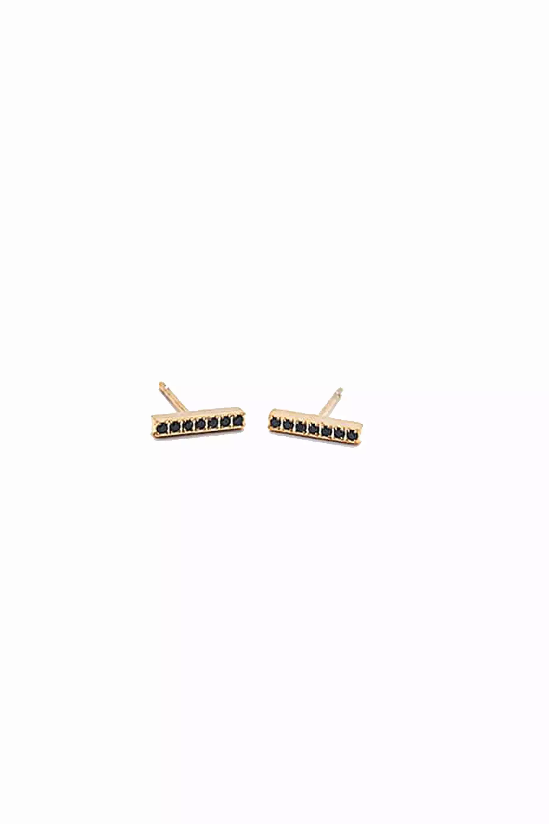 Black Pave Gold Bar Stud Earrings