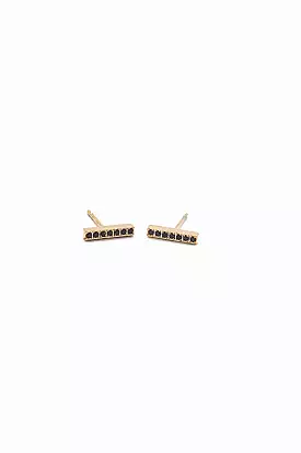 Black Pave Gold Bar Stud Earrings