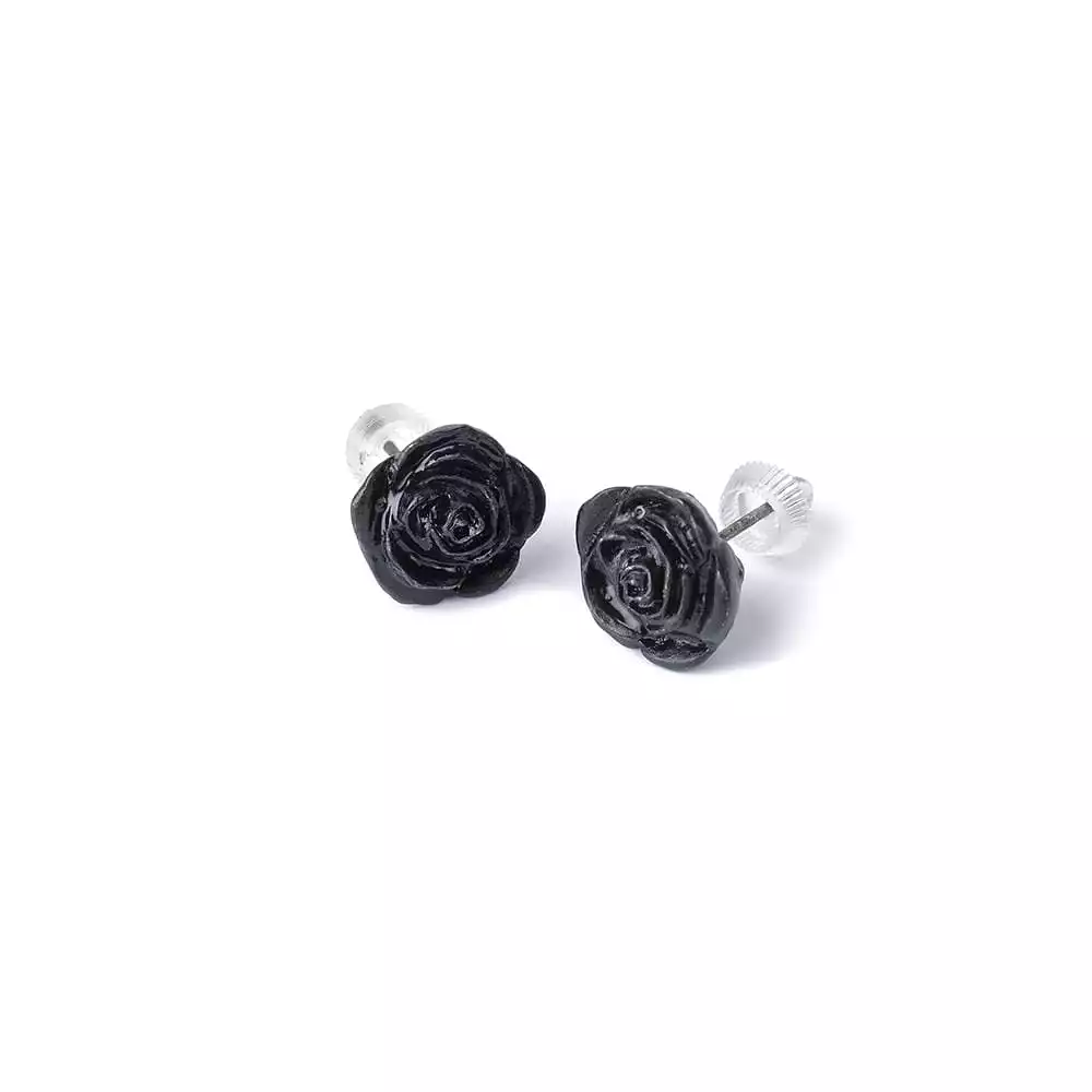 Black Rose Stud Earrings