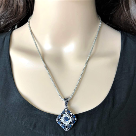 Blue Diamond Antique Silver Pendant