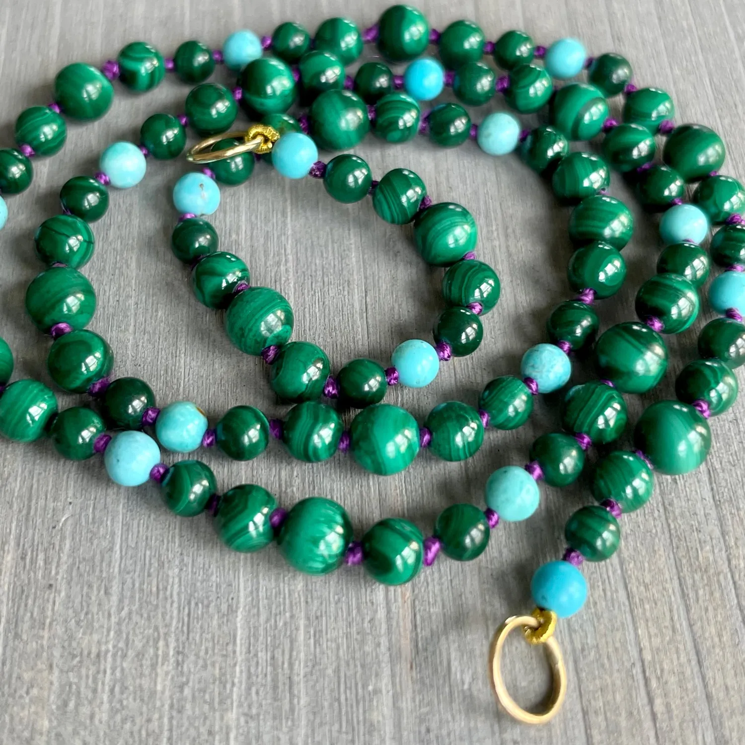 BOHEME GREEN BLUE BEAD OPEN CHAIN