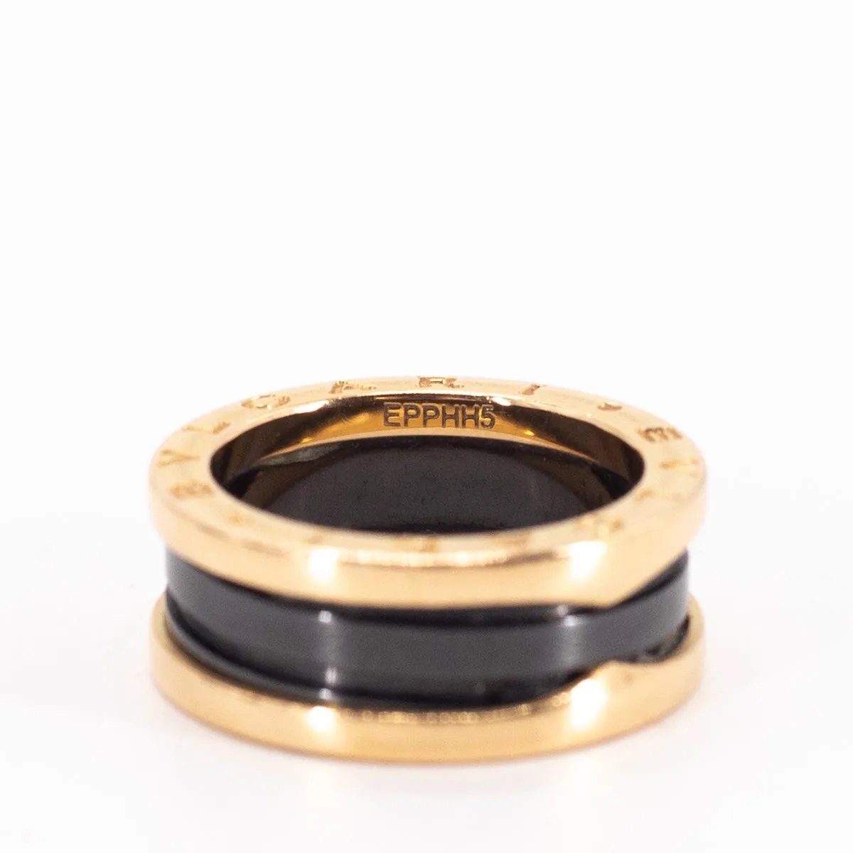 Bvlgari B.zero1ring with two 18K  gold loops and a black ceramic spiral