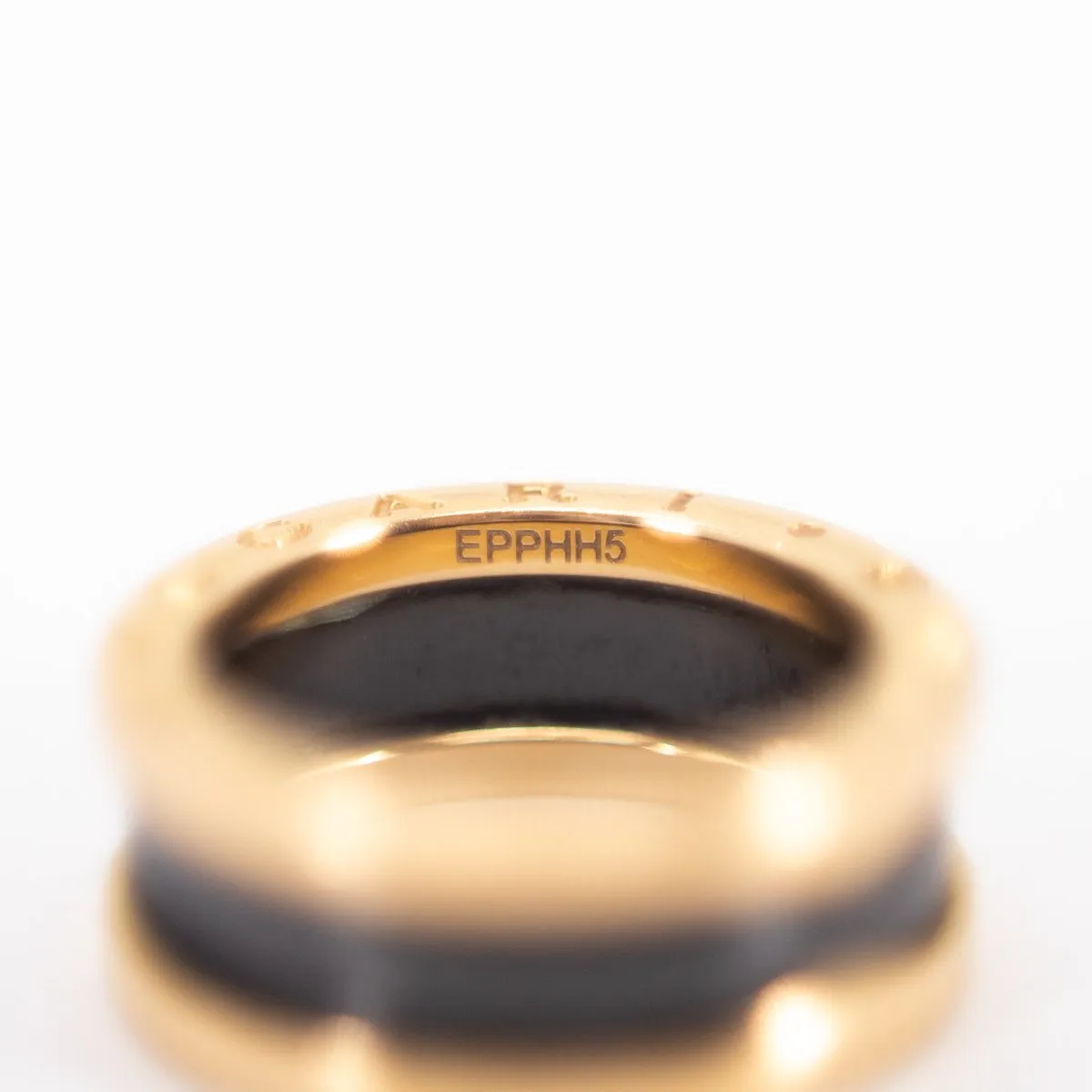 Bvlgari B.zero1ring with two 18K  gold loops and a black ceramic spiral