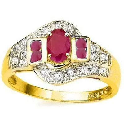 CAPTIVATING ! 4/5 CAART RUBY & 1/5 CARAT (20 PCS) DIAMOND 10KT SOLID GOLD RING