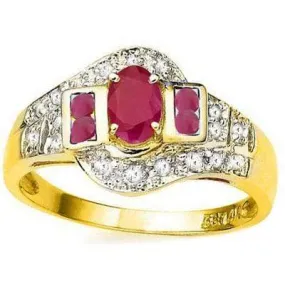 CAPTIVATING ! 4/5 CAART RUBY & 1/5 CARAT (20 PCS) DIAMOND 10KT SOLID GOLD RING