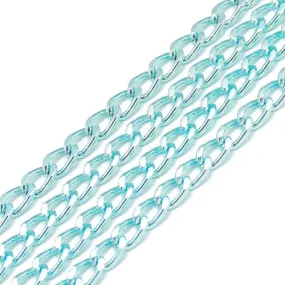 Chain, Aluminium, Twisted Chain, Curb Chain, Open Link, Pale Turquoise, 7.5x4mm