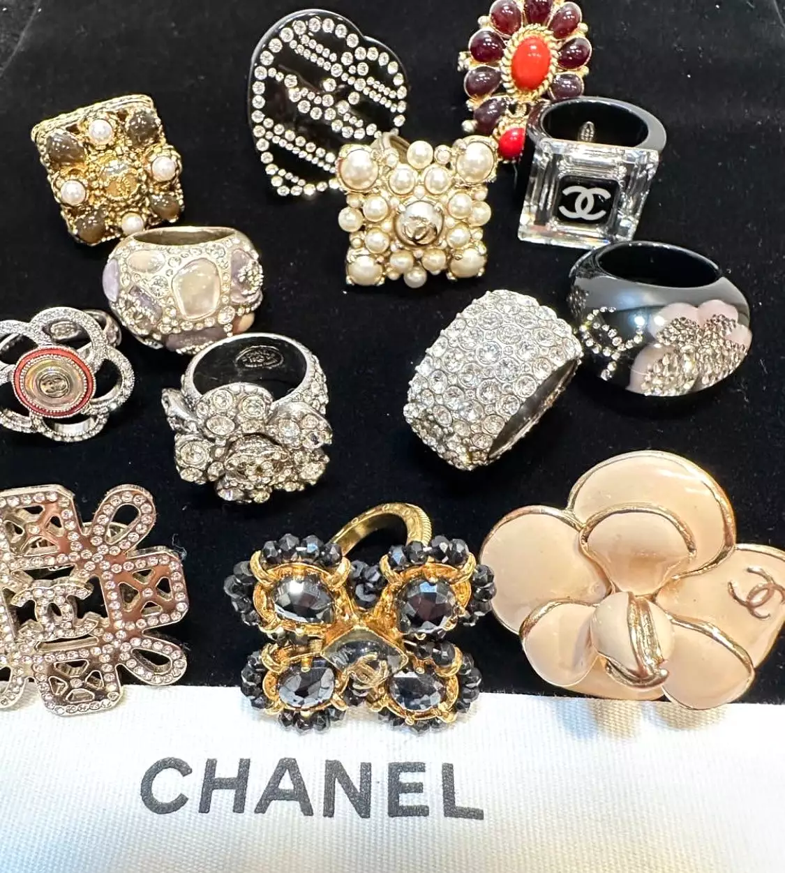 Chanel 14A 2014 Paris Dallas Cocktail Ring with Red Stones Size 6 1/4