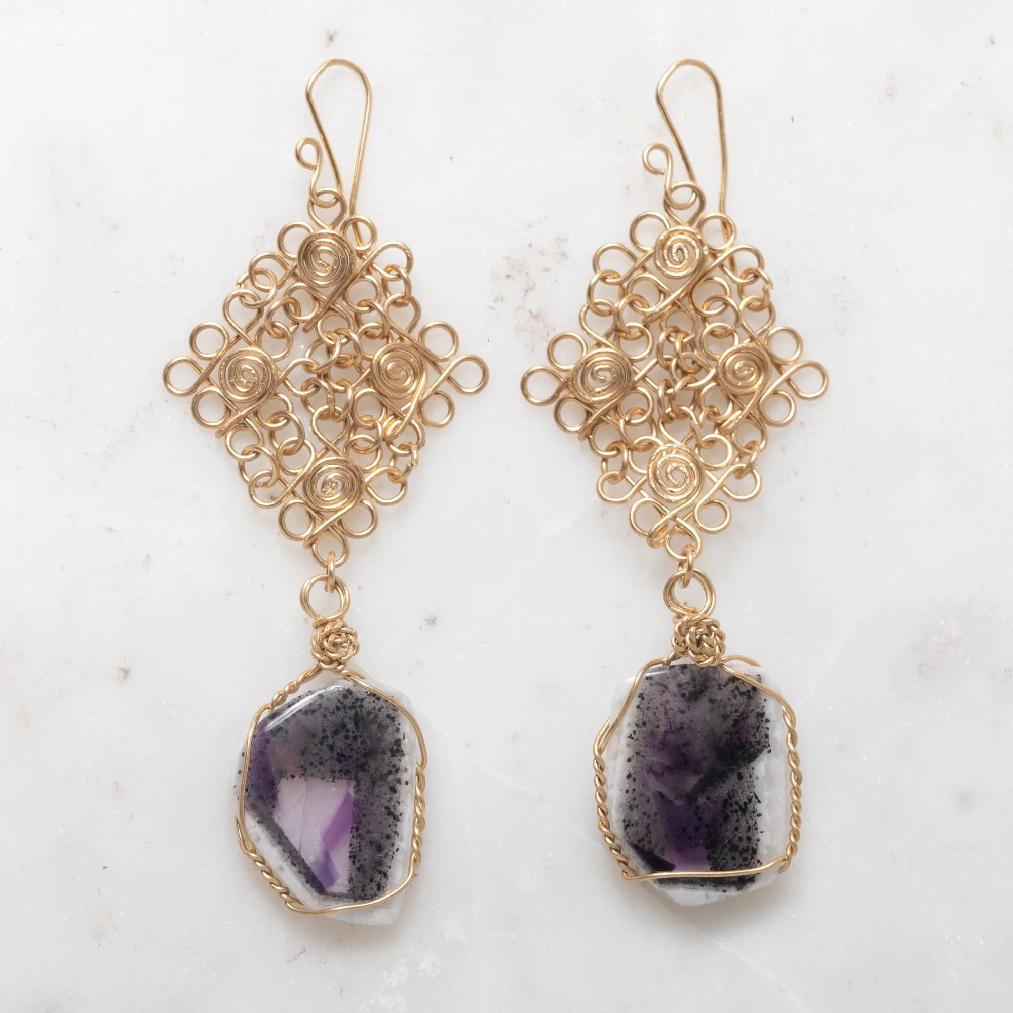 Chevron Amethyst Earrings