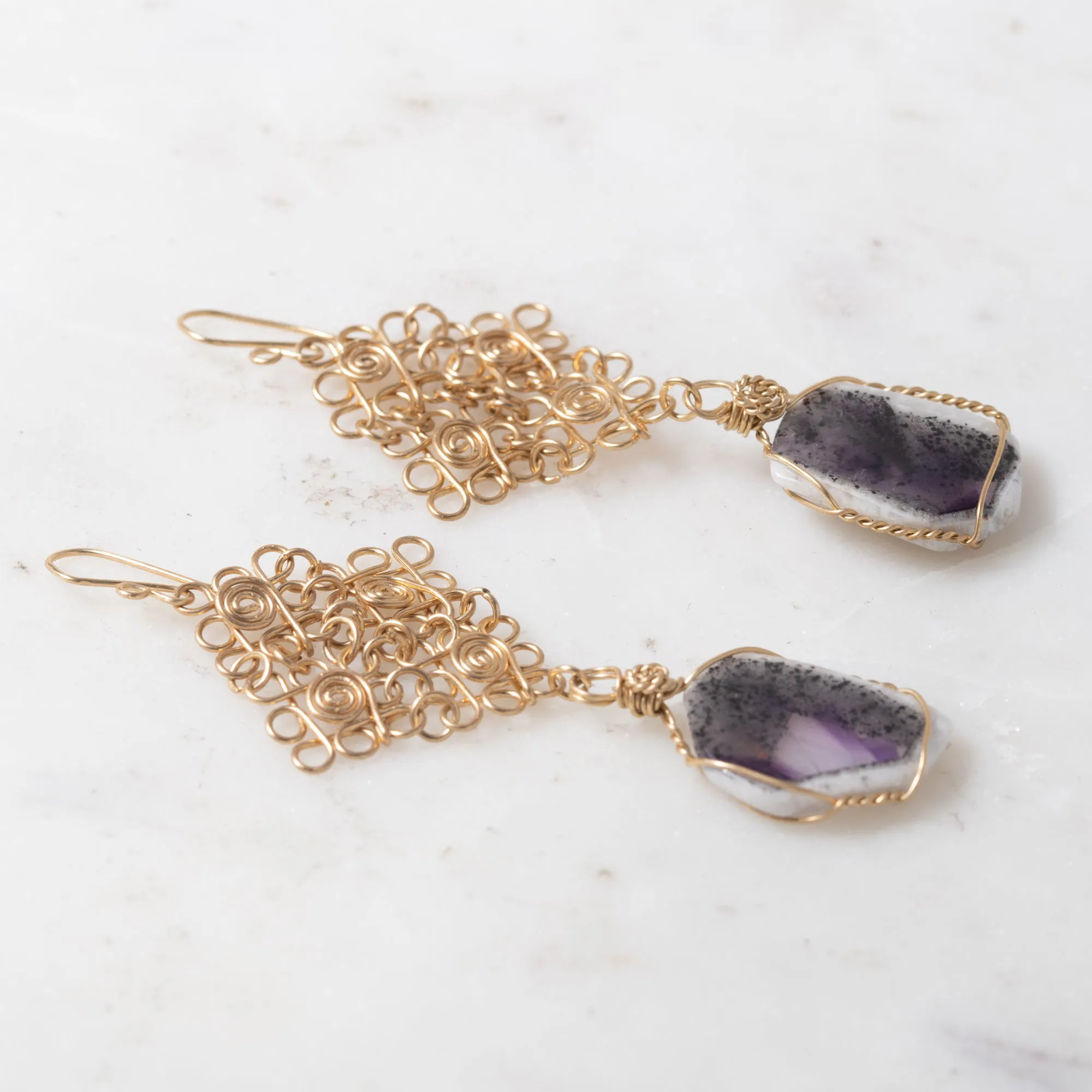 Chevron Amethyst Earrings