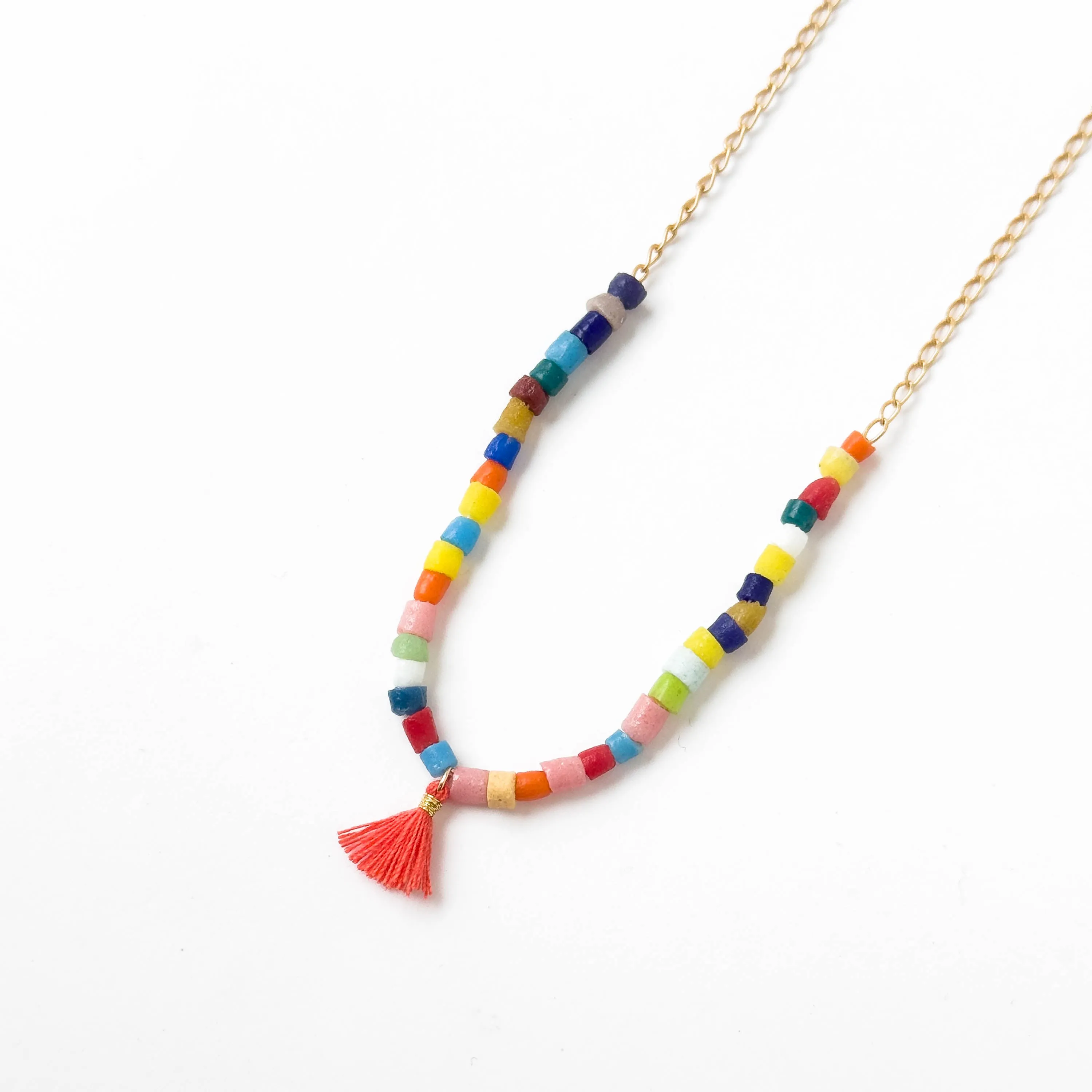 Colorful Fair Trade Recycled Seed Bead Necklace