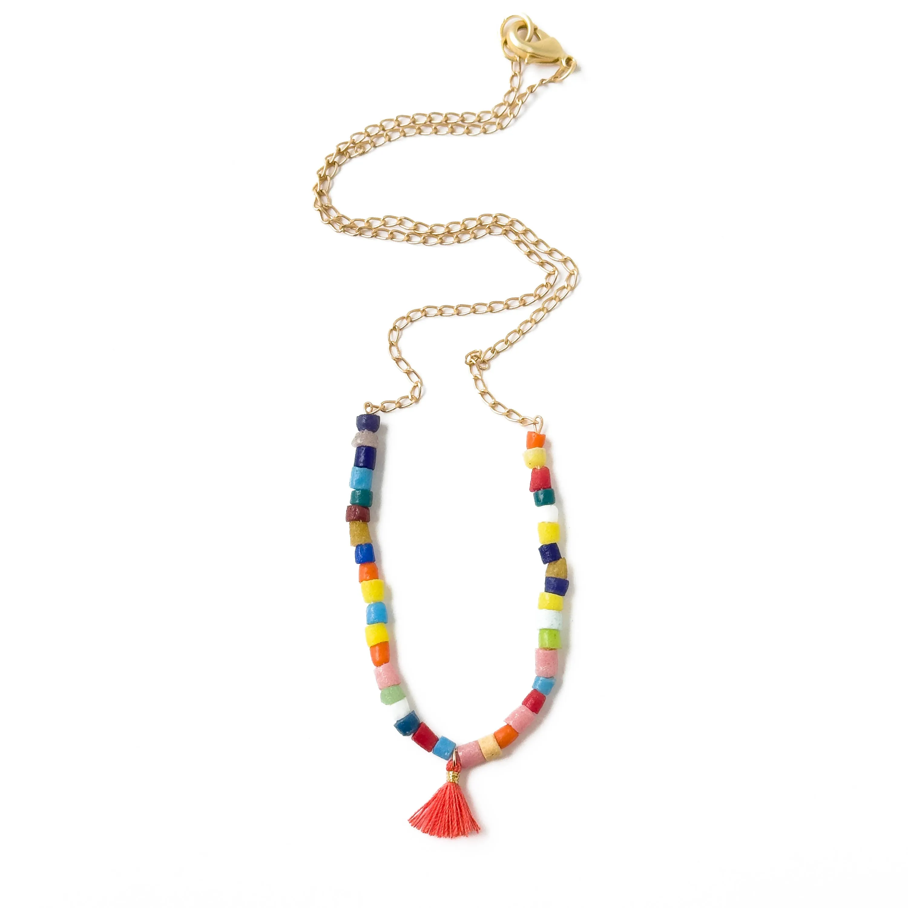 Colorful Fair Trade Recycled Seed Bead Necklace