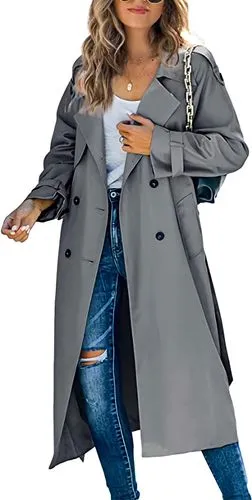 Commute Solid Color Single Breasted Coat Trench Coat