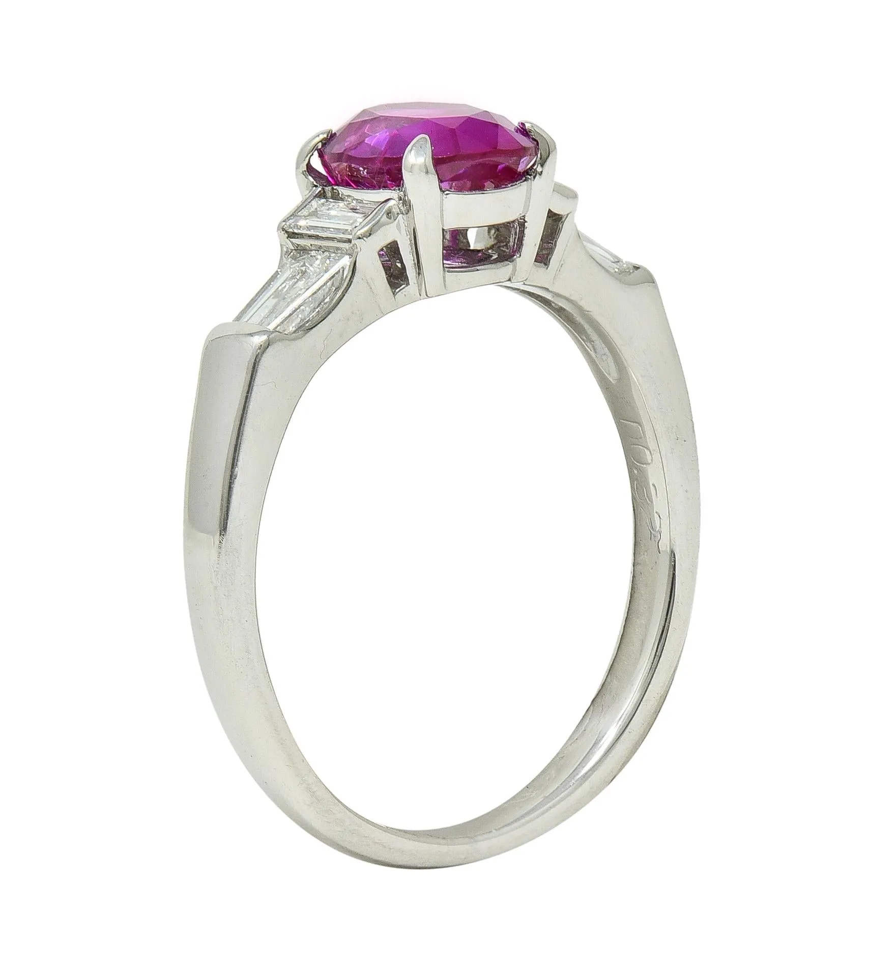 Contemporary 1.62 CTW No Heat Burmese Ruby Diamond Platinum Ring