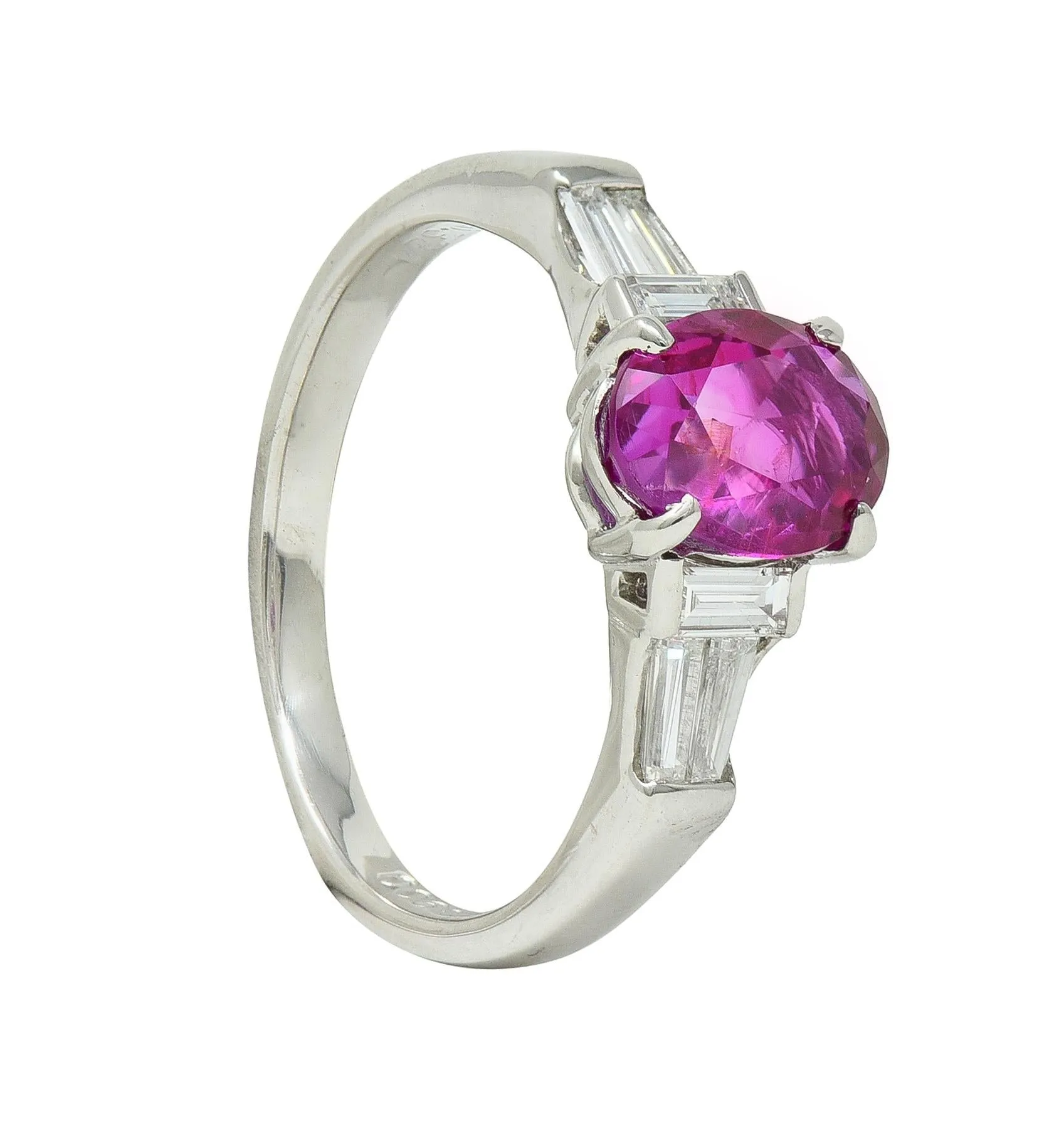 Contemporary 1.62 CTW No Heat Burmese Ruby Diamond Platinum Ring