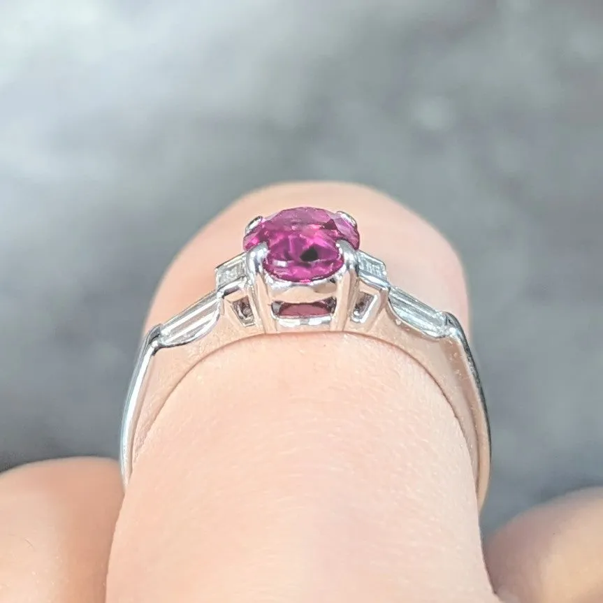 Contemporary 1.62 CTW No Heat Burmese Ruby Diamond Platinum Ring