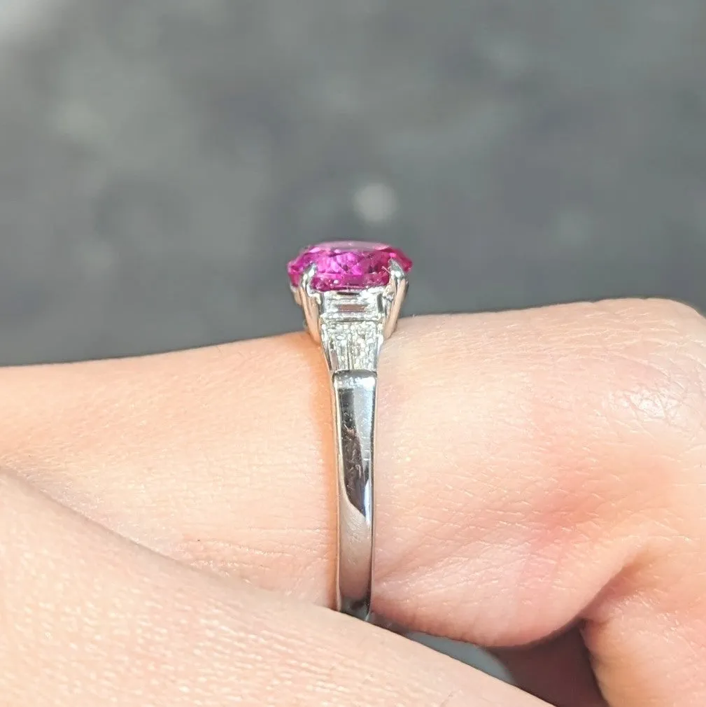 Contemporary 1.62 CTW No Heat Burmese Ruby Diamond Platinum Ring